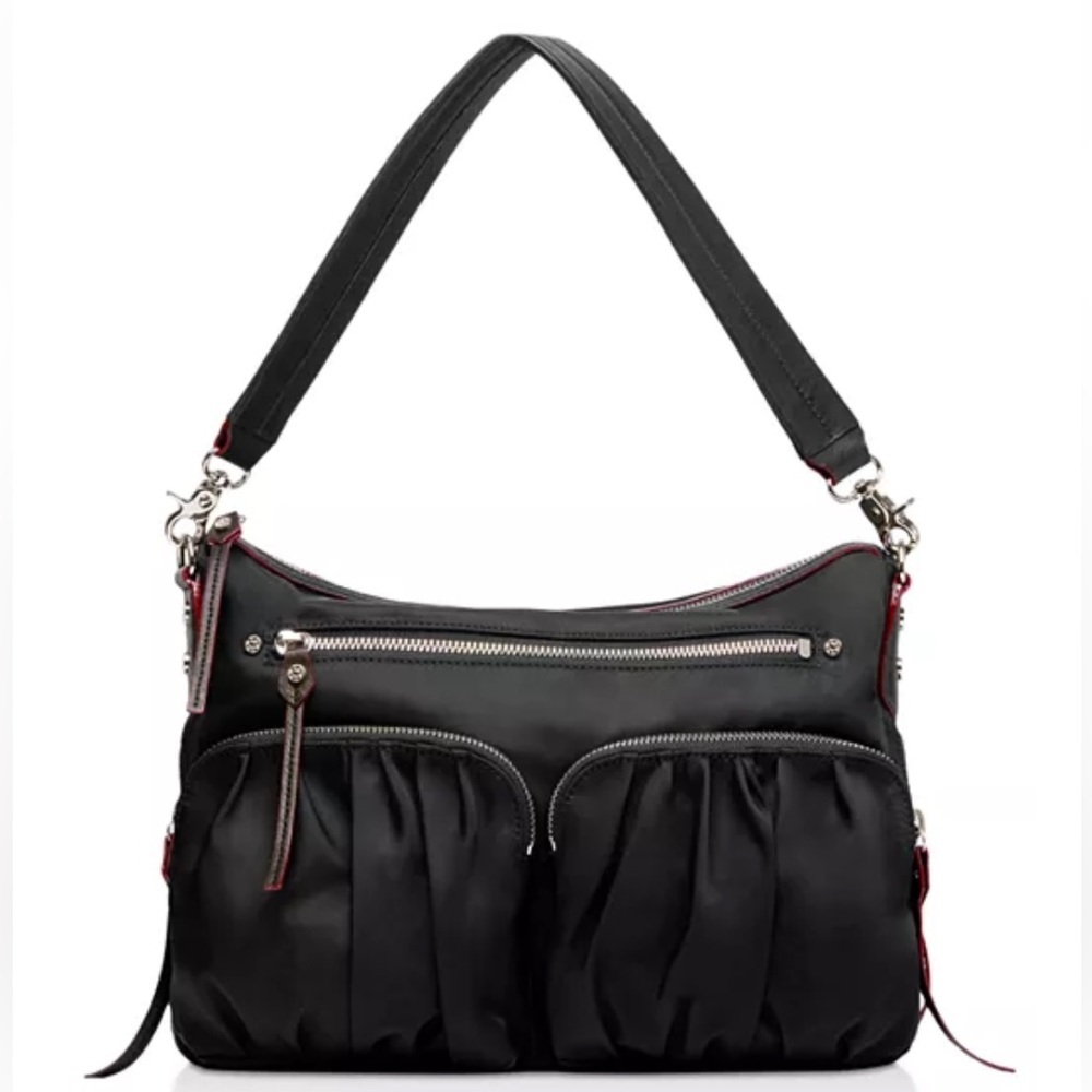 MZ Wallace Hayley Black Moto Shoulder Bag
